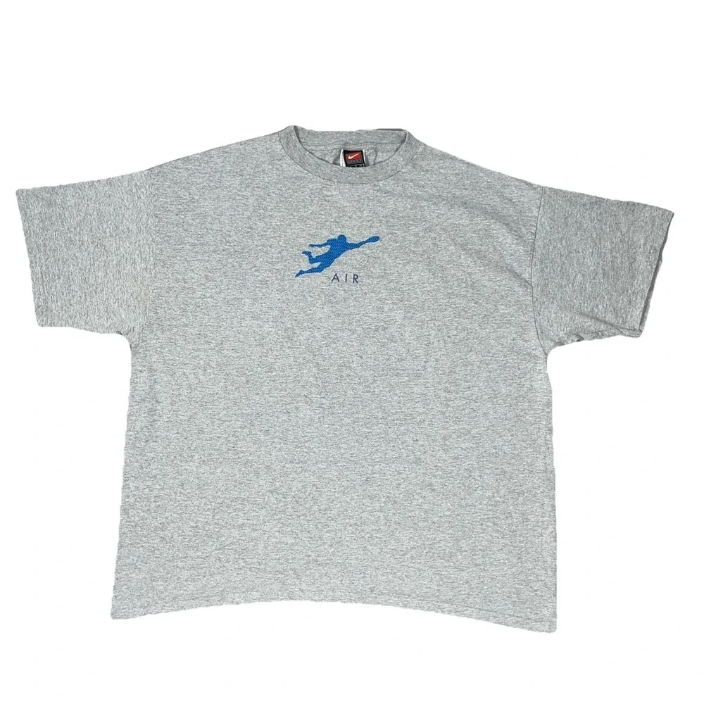 Vintage‎ Nike Team T-Shirt Men's XL Gray Football Diving Graphic Air Logo Y2K